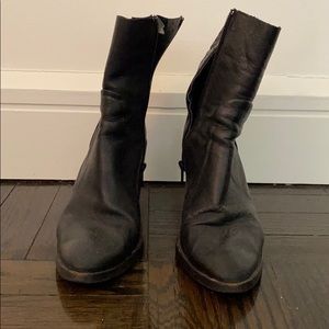Black leather mud boots - Topshop